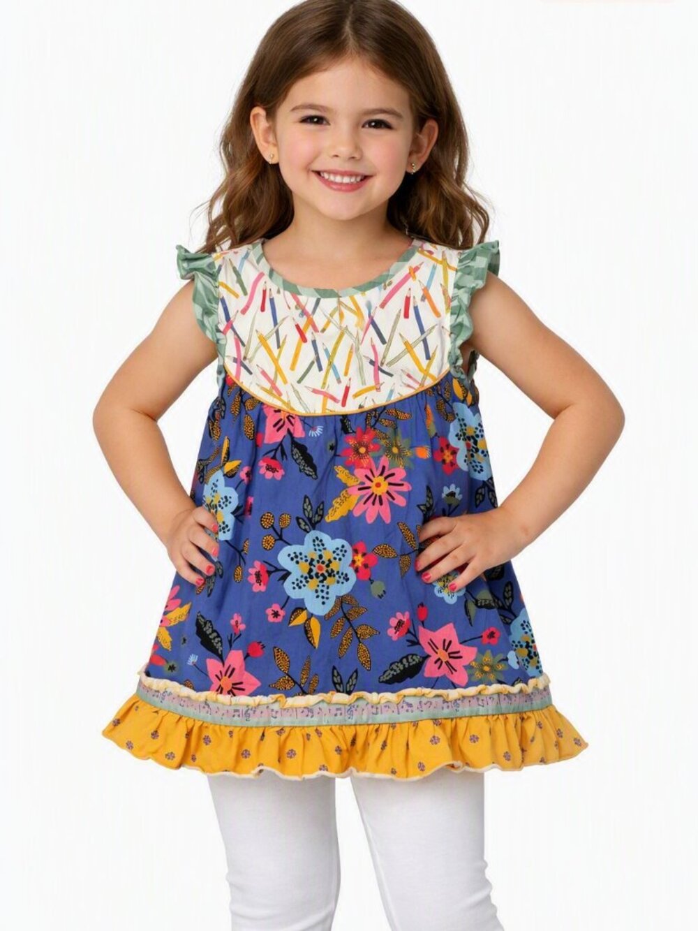Matilda Jane Girls Brilliant Daydream Days Ruffle Multi-Color Tunic Size 8 years